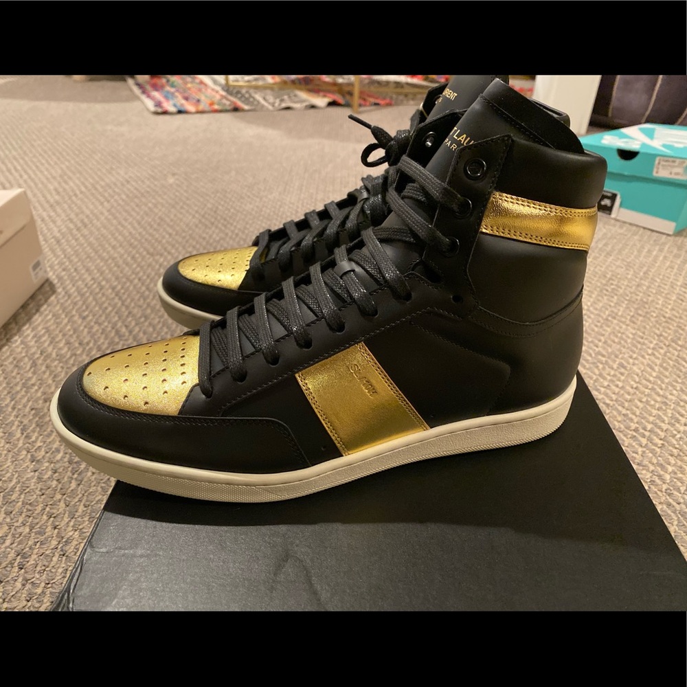 SAINT LAURENT Black Gold COURT CLASSIC SL/10H sz 8
